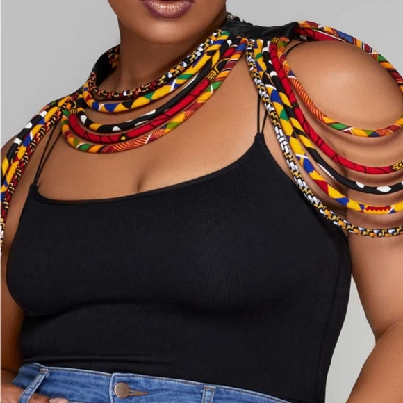 Cloth and Cord Jewelry - Cloth & Cord; Women’s off shoulder corded top African Necklace